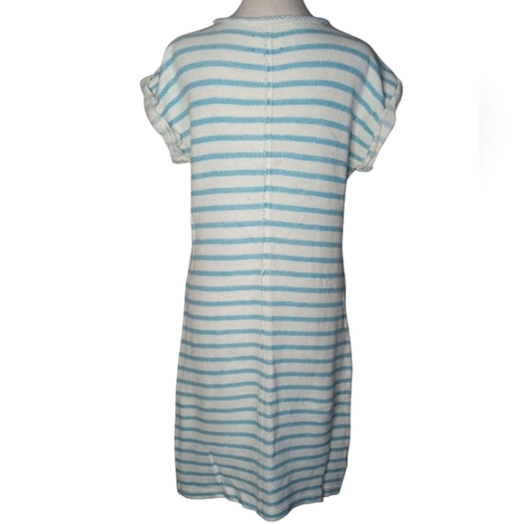 Lou & Grey Blue White Stripe Cotton French Terry Midi Length Dress Size Small - Picture 5 of 9